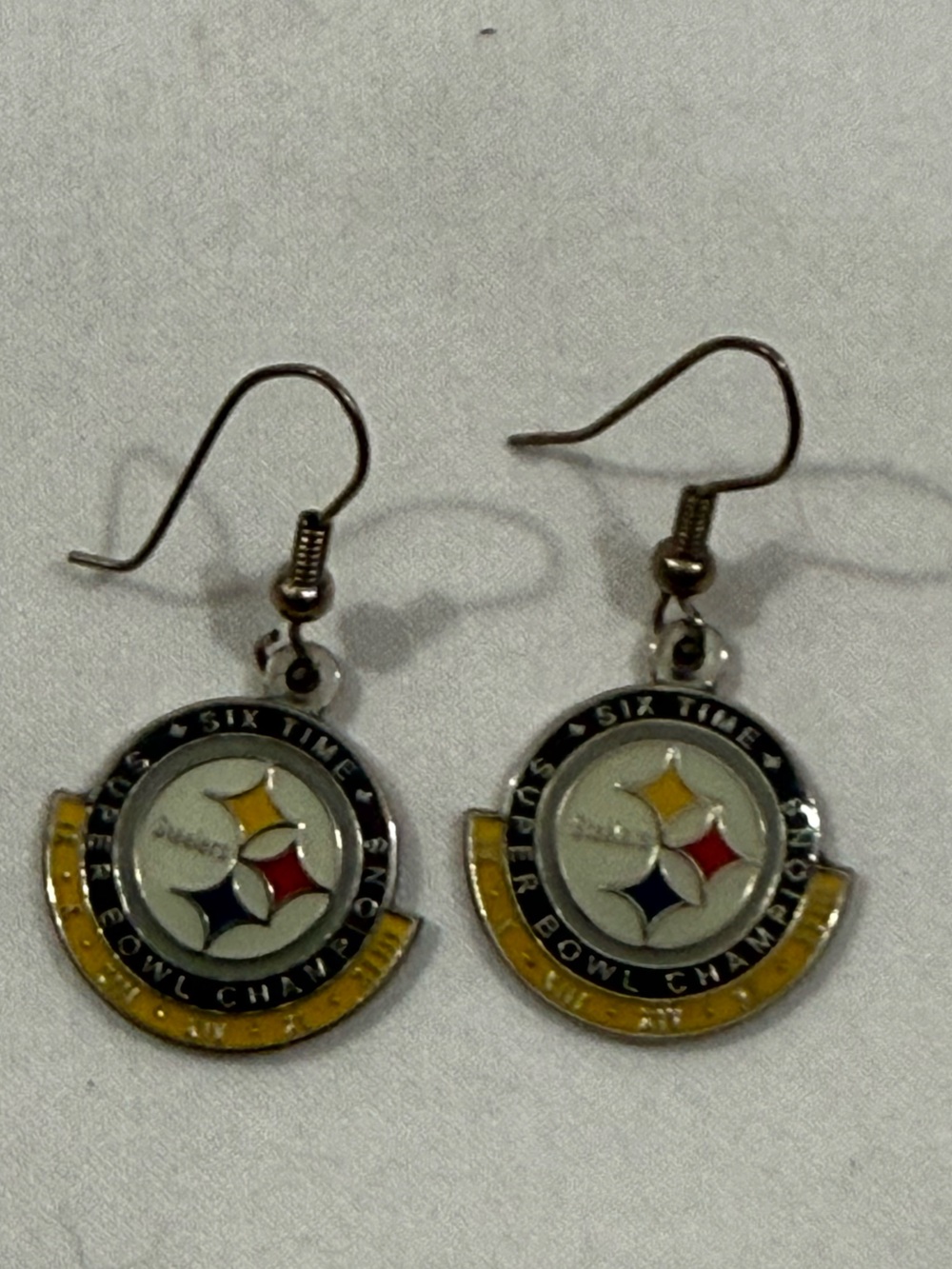Pittsburgh Steelers Six Time Super Bowl Champions Dangle Earrings NFL